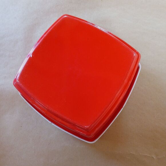 Vintage Christmas Seasons Greetings Square Cookie Container Plastic Holiday - Picture 4 of 7